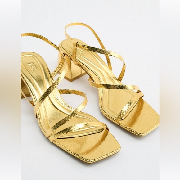 Brand NEW metallic gold Zara sandals. Available in EU 6/US 6 and EU 37/US 6.5. - Picture 3 of 8